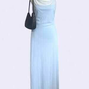 Vtg Y2K Giorgio Fiorelli Sz 7/8 Sheer‎ Shimmer Spaghetti Strap Maxi Formal Dress